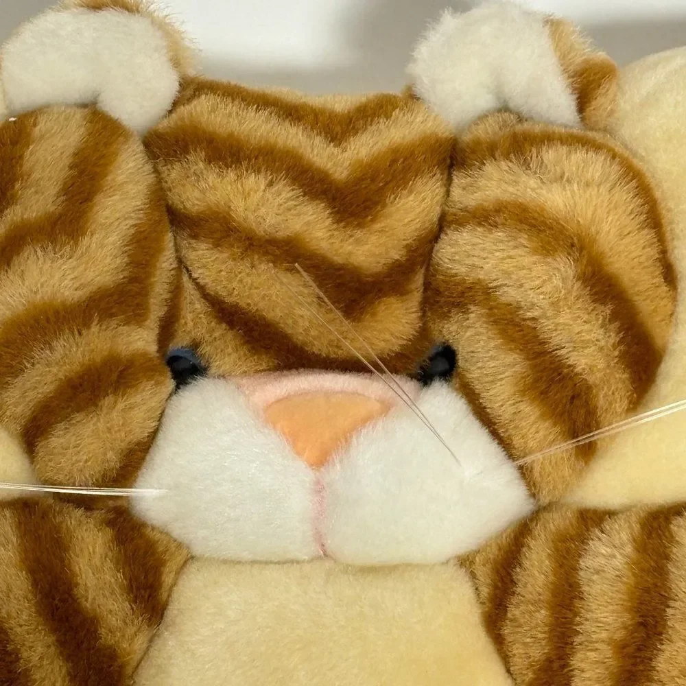 Vintage TWIE Brown Tabby Cat Plush Animal Square Pillow Angel Toy Corp‎ 1998